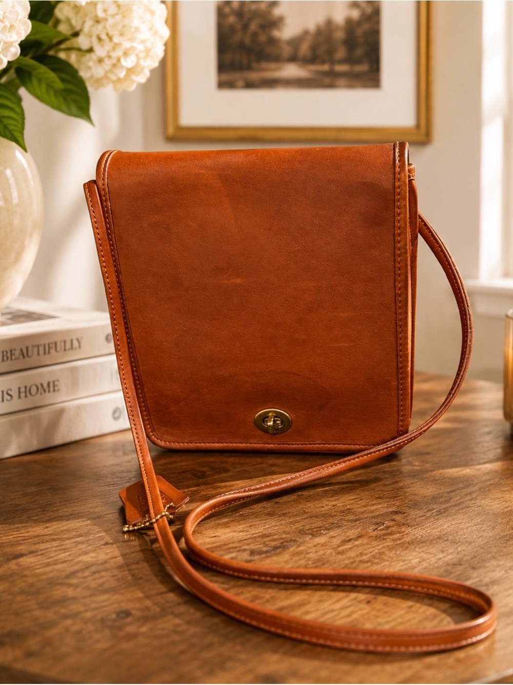Coach tan Leather crossbody Bag 0547-914